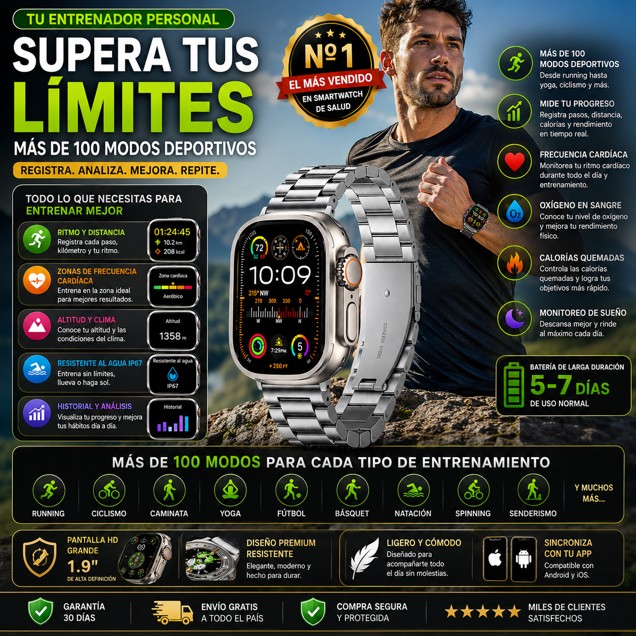 🚨S/119🚨🎉          GLUCOWATCH~ RELOJ INTELIGENTE S10 ULTRA 3 + AIRPODS PRO 2DA GENERACIÓN Y 7 CORREAS EXTRA 9 EN 1 🎉🔝FULL AMOLED 2026⌚🔋 𝗖𝗔𝗥𝗚𝗔 𝗜𝗡𝗔𝗟𝗔𝗠𝗕𝗥𝗜𝗖𝗔
