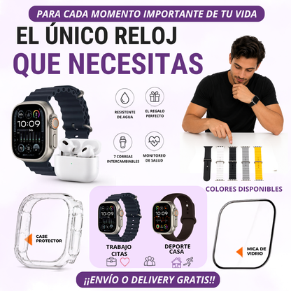 🚨GLUCOWATCH~ RELOJ INTELIGENTE S10 ULTRA 3 + AIRPODS PRO 3RA GENERACIÓN Y 2 CORREAS EXTRA TODO EN 1 🎉🔝FULL AMOLED 2026⌚🔋 𝗖𝗔𝗥𝗚𝗔 𝗜𝗡𝗔𝗟𝗔𝗠𝗕𝗥𝗜𝗖𝗔